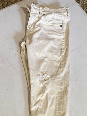 Madewell Ivory Distressed Skinny Jeans Size 24